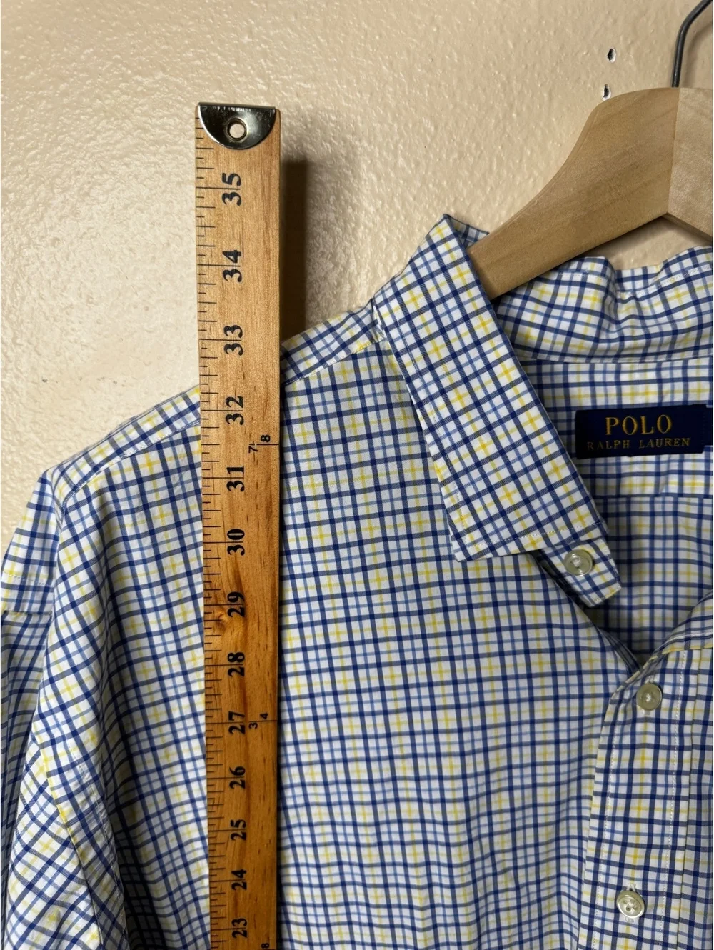 Polo Ralph Lauren Men’s 3XB Big Blue Yellow Plaid Cotton Long Sleeve Shirt